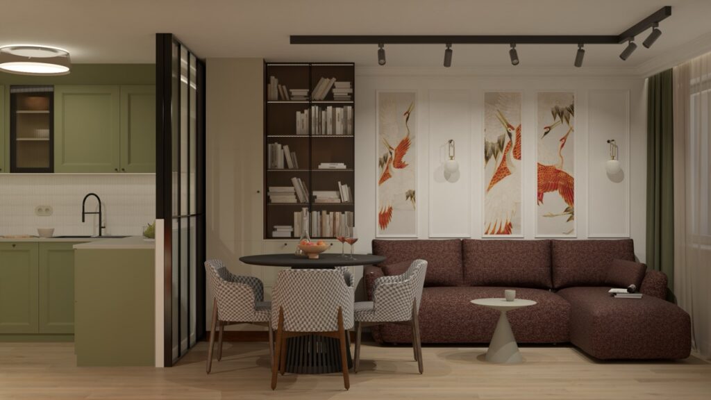 Część dzienna mieszkania w Warszawie