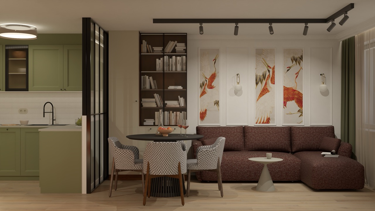 Część dzienna mieszkania w Warszawie