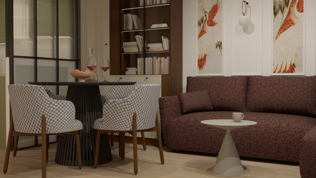 Część dzienna mieszkania w Warszawie