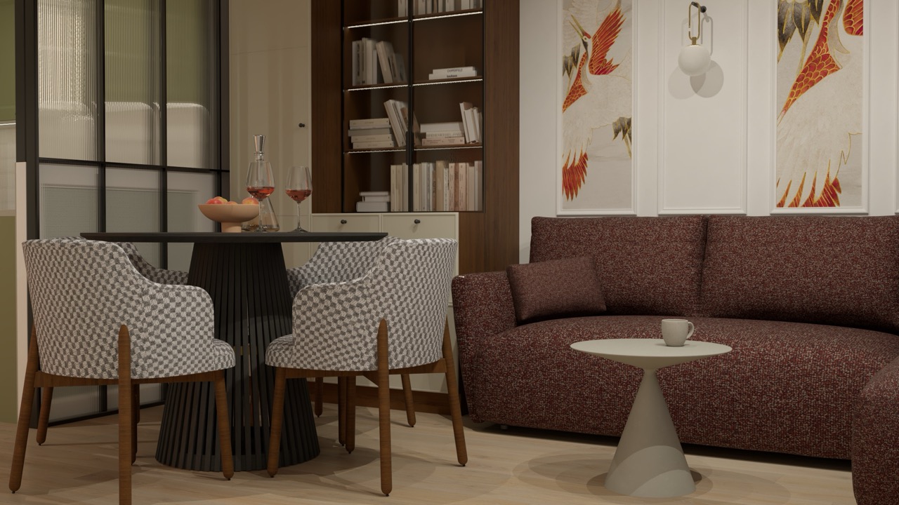 Część dzienna mieszkania w Warszawie